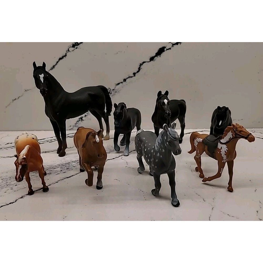 Mixed Lot Of 8 Vintage Horse Figures Safari, Funrise, Breyer, Popak